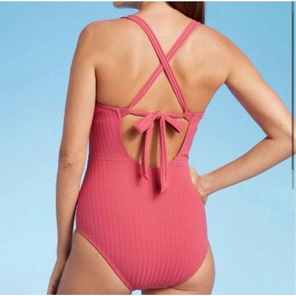 Kona Sol Size Medium V Neck With Cut Out Ring One Piece Swimsuit - Picture 2 of 5